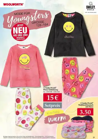 Woolworth Smiley world fleece schlafanzug oder multifunktionstuch mit fleece Angebot