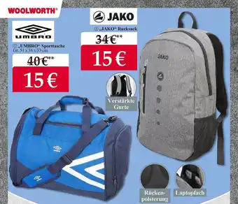 Woolworth „umbro“ sporttasche oder „jako“ rucksack Angebot