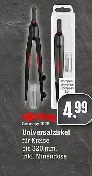 Scheck-in-Center Rotring Germany 1928 Universalzirkel Angebot