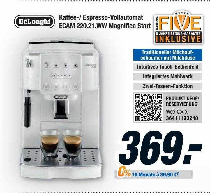 Delonghi kaffee espressovollautomat ecam 220.21.wm magnifica start