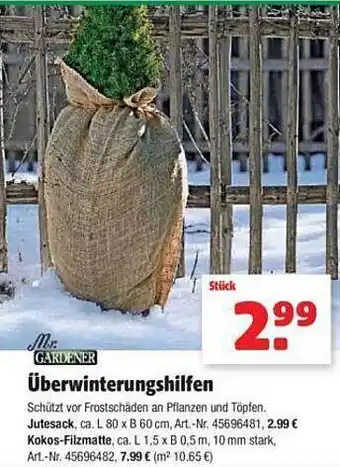 Hagebau Mr gardener überwinterungshilfen Angebot