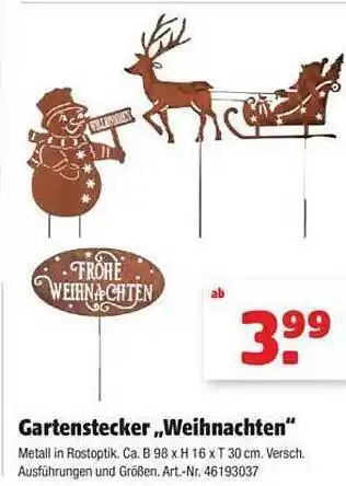 Hagebau Gartenstecker „weihnachten“ Angebot