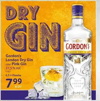 Selgros Gordon's london dry gin oder pink gin Angebot