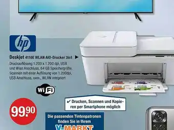 V Markt Hp deskjet 411e wlan aio-drucker 3in1 Angebot