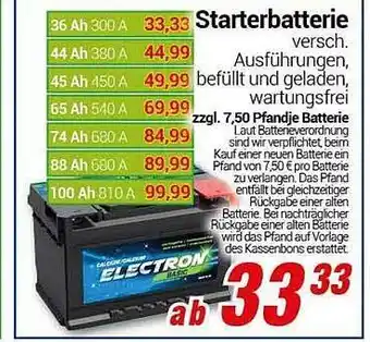 CENTERSHOP Starterbatterie electron Angebot