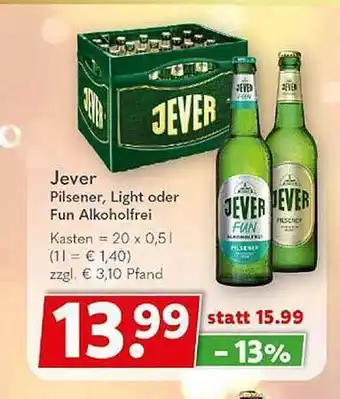 Getränkeland Jever pilsener, light oder fun alkoholfrei Angebot