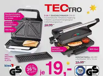 KODi Tectro 2-in-1 sandwichmaker sw191 oder kontaktgrill kg 201 Angebot