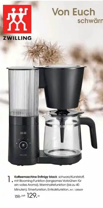 Zurbrüggen Zwilling kaffeemaschine enfinigy black Angebot