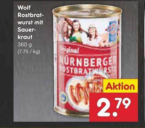 Wolf rostbratwurst mit sauerkraut Angebot bei Netto Marken-Discount