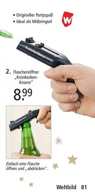 Weltbild Flaschenöffner „kronkorken-knarre“ Angebot