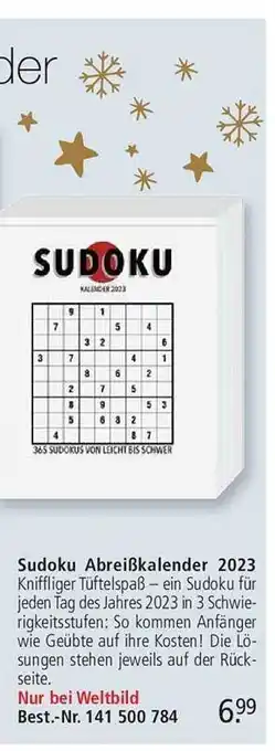 Weltbild Sudoku abreißkalender 2023 Angebot