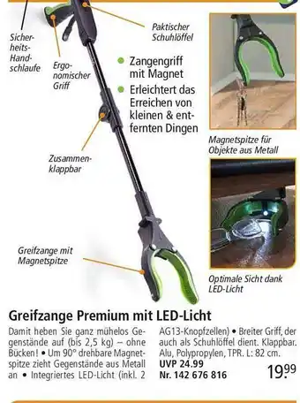 Weltbild Greifzange premium mit led-licht Angebot