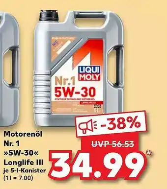 Kaufland Liqui Moly Motorenöl Nr.1 5w30 Longlife III Angebot