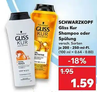 Kaufland Schwarzkopf Gliss Kur Shampoo Oder Spülung Angebot