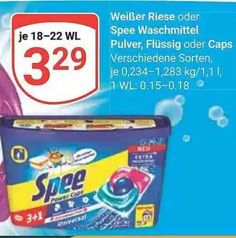 Globus Weißer riese oder spee waschmittel pluver, flüssig oder caps Angebot