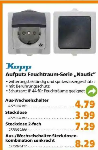 Globus Baumarkt Kopp aufputz feuchtraum-serie „nautic“ Angebot