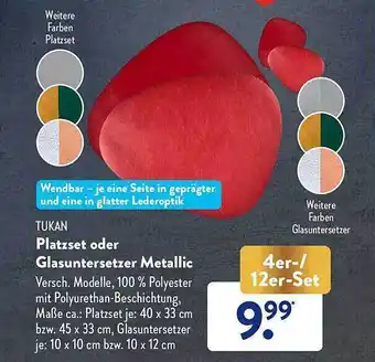 Aldi Süd Tukan platzset oder glasunthersetzer metallic Angebot