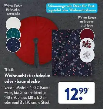 Aldi Süd Tukan weihnachtstischdecke oder -baumdecke Angebot