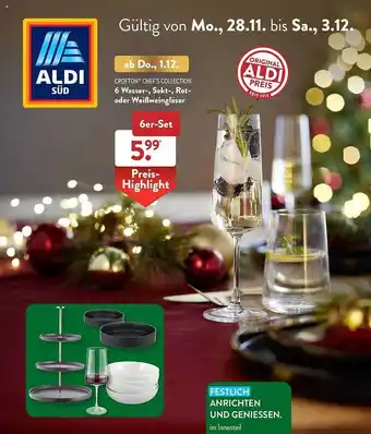 Aldi Süd Crofton chefs collection 6 wasser, sekt- rot- oder weißweingläser Angebot