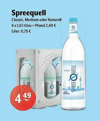 Getränke Hoffmann Spreequell classic, medium oder naturell Angebot