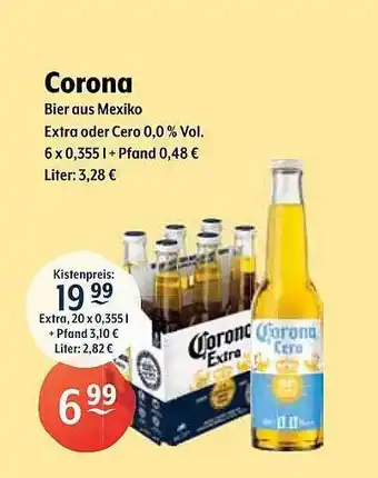 Getränke Hoffmann Corona bier aus mexiko extra oder cero Angebot