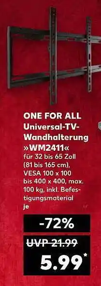 Kaufland One for all universal-tv-wandhalterung „wm2411“ Angebot