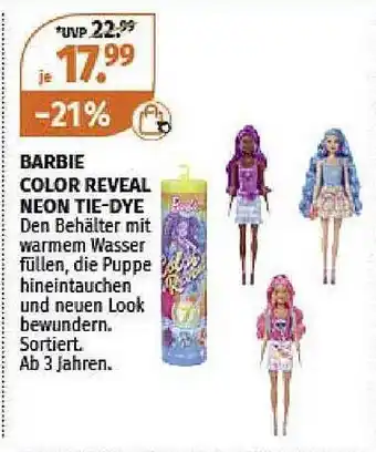 Müller Barbie color reveal neon tie-dye Angebot