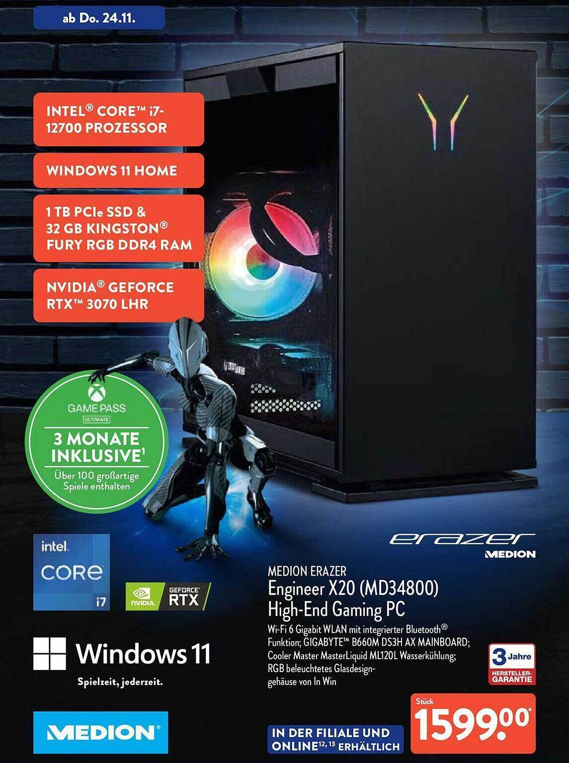 Medion erazer engineer x20 (md34800) highend gaming pc Angebot bei