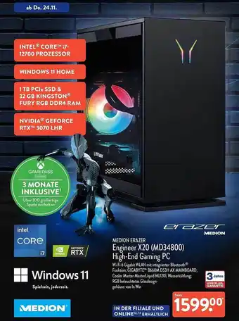 Aldi Nord Medion erazer engineer x20 (md34800) high-end gaming pc Angebot