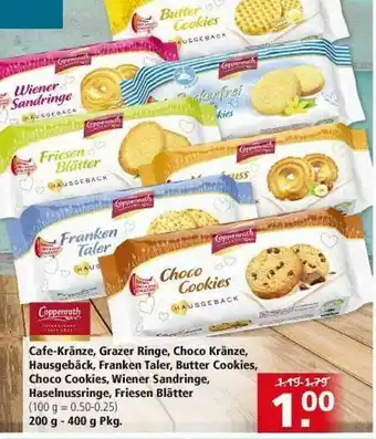 Multi Markt Coppenrath Cafe-kränze, Grazer Ringe, Choco Kränze, Hausgebäck, Franken Taler, Butter Cookies, Choco Cookies, Wiener Sandring Angebot