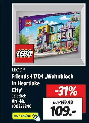 Lidl Lego friends 41704, wohnblock in heartlake city Angebot