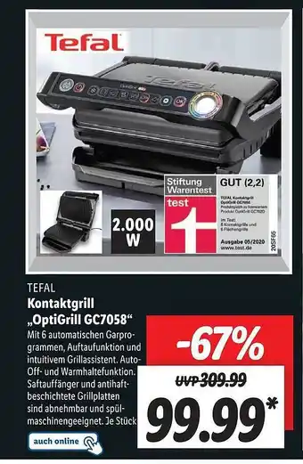 Lidl Tefal kontaktgrill optigrill gc7058 Angebot