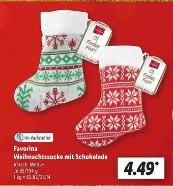 Lidl Favorina weihnachtssocke mit schokolade Angebot