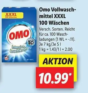 Lidl Omo vollwaschmittel xxxl 100 wäschen Angebot