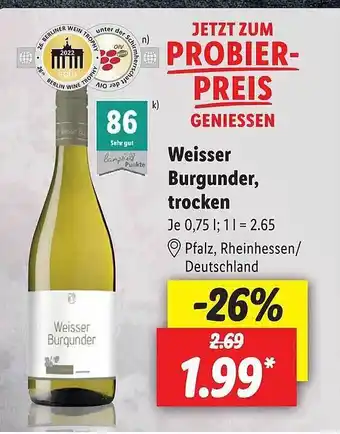 Lidl Weisser burgunder, trocken Angebot