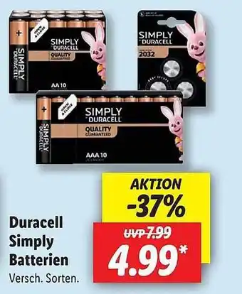 Lidl Duracell simply batterien Angebot