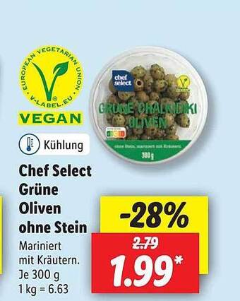 Lidl Chef select grüne oliven ohne stein Angebot