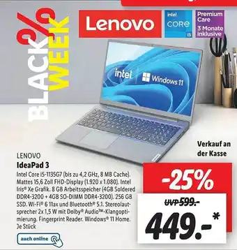 Lidl Lenovo ideapad 3 Angebot