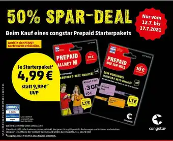 PENNY Congstar Prepaid Starterpakets Angebot