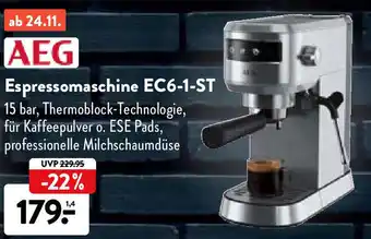 Aldi Nord AEG Espressomaschine EC6-1-ST Angebot