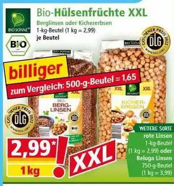 Norma Bio-hülsenfrüchte xxl berglinsen oder kichererbsen bio sonne Angebot