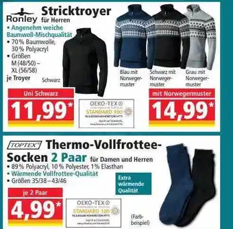 Norma Ronley stricktroyer oder thermo-vollfrottee-socken 2 paar toptex Angebot