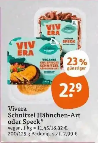 tegut Vivera schnitzel hähnchen-art oder speck Angebot