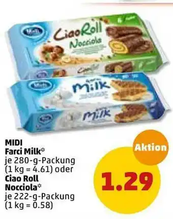 PENNY Midi Farci Milk Oder Ciao Roll Nocciola Angebot