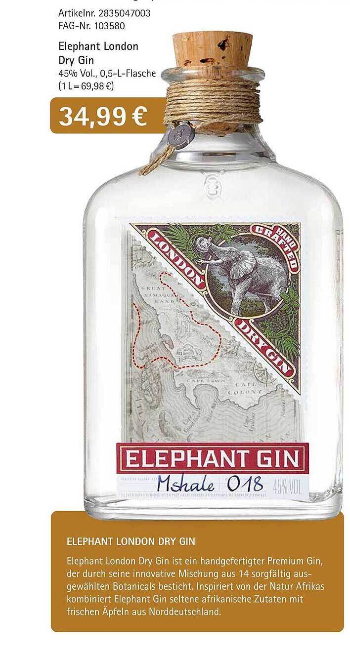 Elephant london dry gin Angebot bei Edeka