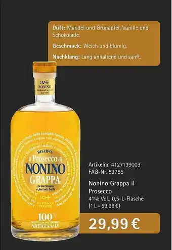 Edeka Nonino grappa il prosecco Angebot