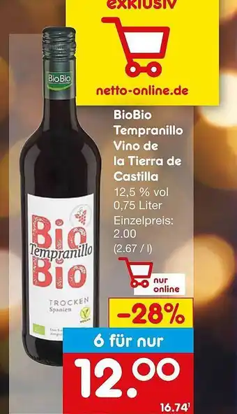 Netto Marken-Discount Biobio tempranilo vino de la tierra de castilla Angebot