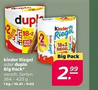 NETTO Kinder riegel oder duplo big pack Angebot