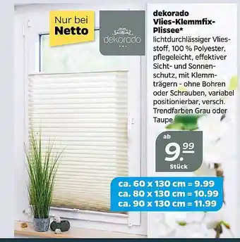 NETTO Dekorado vlies-klemmfix-plissee Angebot