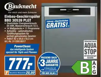 expert Techno Land Bauknecht einbau-geschirrspüler bbo30539plgt Angebot